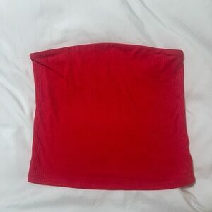 American Eagle Outfitters Red Ribbed Strapless Tube Top